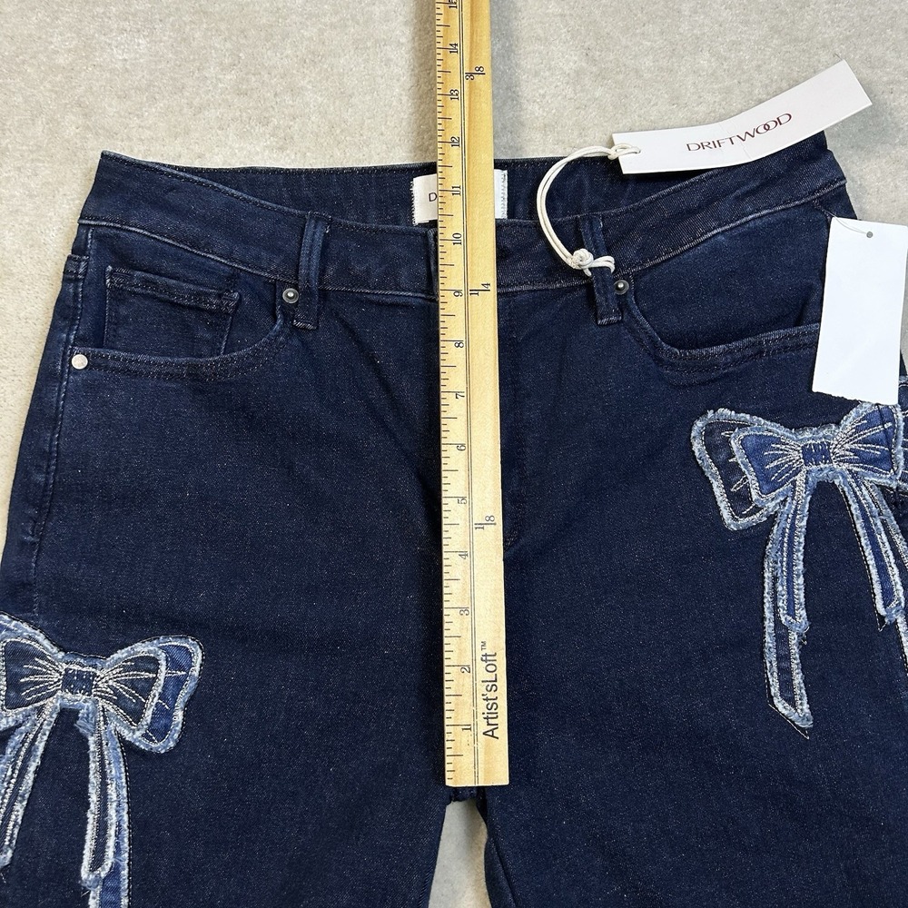 Driftwood Farrah Embroidered Flare Jeans Women's 28x32.5 Bows Denim Stretch - Picture 8 of 10